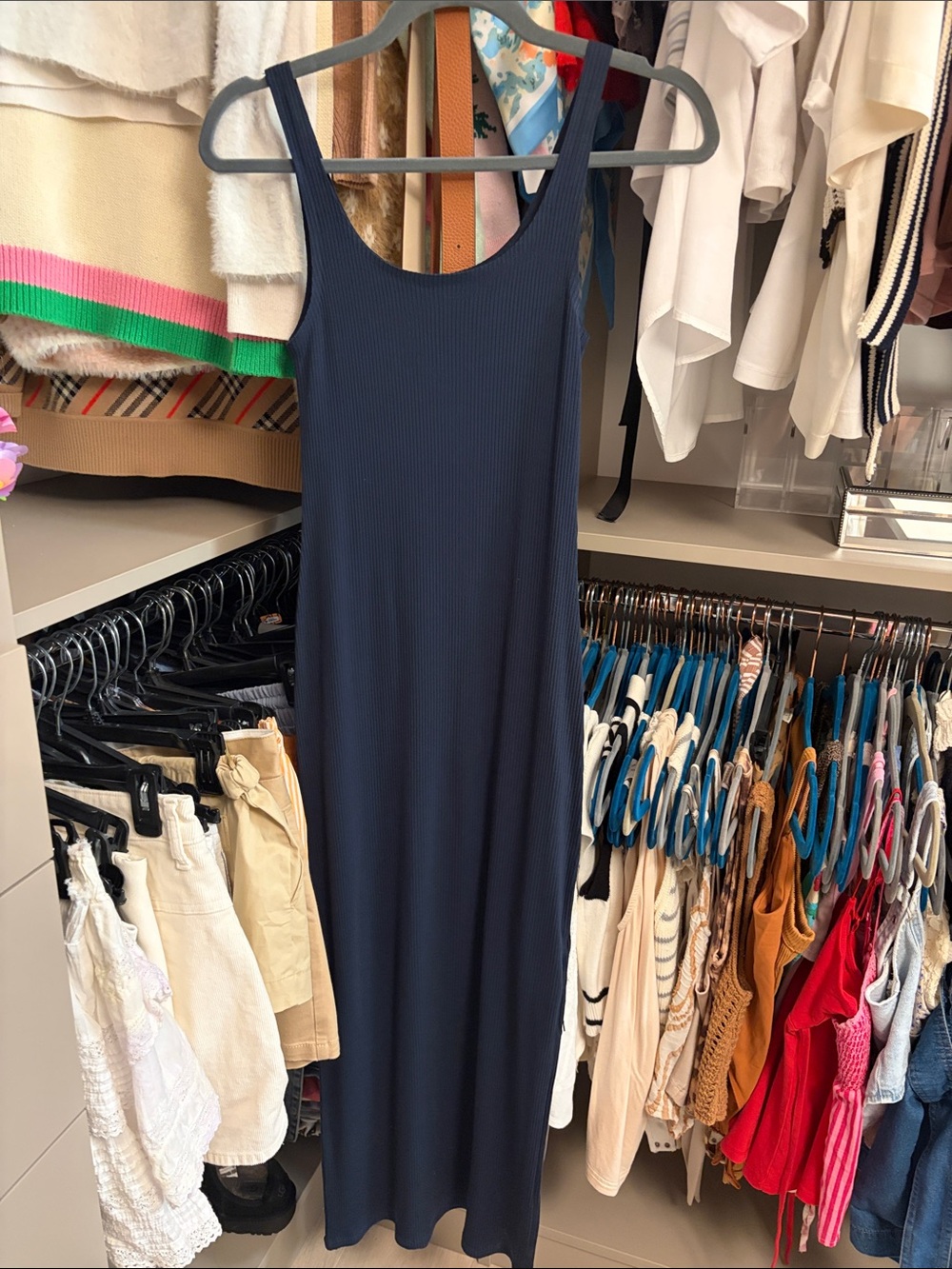 Scotch & Soda Navy Ribbed Tank Maxi Dress